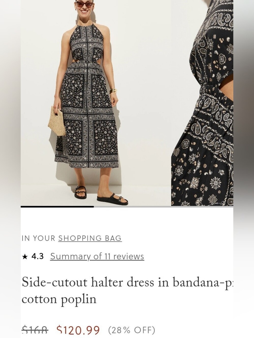 J. Crew Side-cutout halter dress in bandana-print cotton poplin Size S - Picture 12 of 12